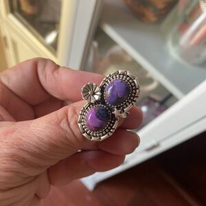 Sterling Silver southwest Purple Stone Ring 5 3/4 size